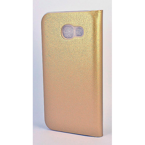 Кожаный фирменный чехол Flip Wallet для Samsung Galaxy A5 2017 золотой