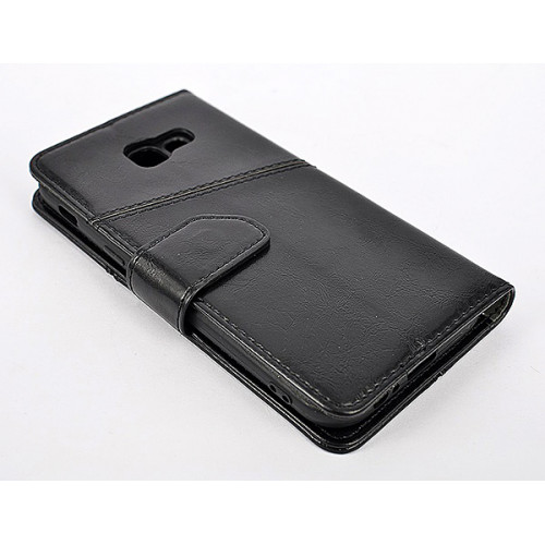 Черный дизайнерский кожаный чехол-книжка для Samsung Galaxy A5 2017 с магнитной застежкой и отделом для пластиковых карт