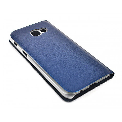 Кожаный интерактивный чехол-обложка Flip Cover Open для Samsung Galaxy A5 2017 темно-синего цвета