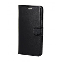 Черный классический кожаный чехол-книжка для Samsung Galaxy A5 2016 с магнитной застежкой и отделом для пластиковых карт