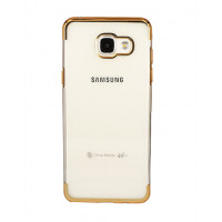 Силиконовый фирменный бампер Clear View на Samsung Galaxy A5 2016 золотого цвета