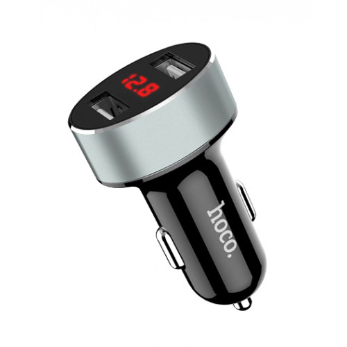 Автомобильное зарядное устройство HOCO Z26 с дисплеем на 2 USB черное