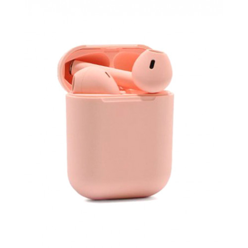 Беспроводные наушники i12 Pods с зарядным чехлом розового цвета