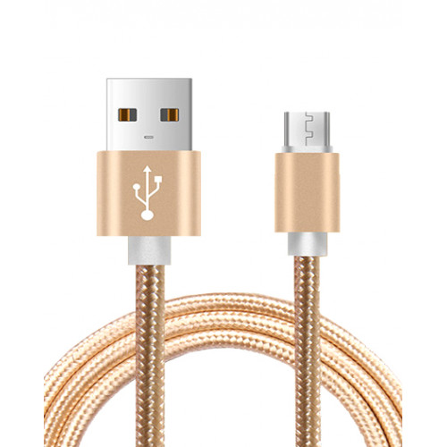 Золотой плетеный кабель micro USB длина 1 метр