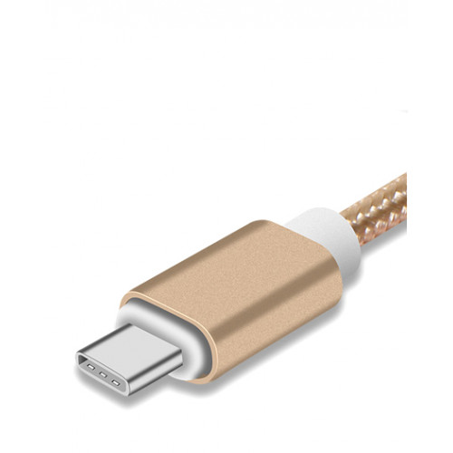 Золотой плетеный кабель USB Type-C длина 3 метра