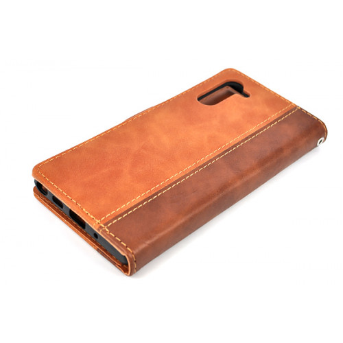 Коричневый кожаный кейс для Samsung Galaxy Note 10 (N970) с отделом для пластиковых карт и магнитной застежкой