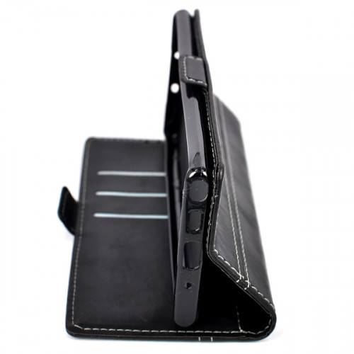Черный кожаный чехол-книжка для Samsung Galaxy Note 10 (N970) с отделом для пластиковых карт и магнитной застежкой