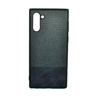 Фирменный дизайнерский силиконовый бампер с тканевым покрытием для Samsung Galaxy Note 10 (N970) синий