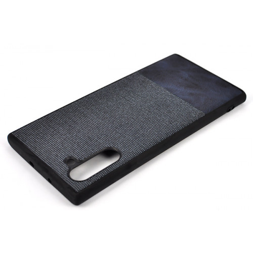 Фирменный синий силиконовый бампер с тканевым покрытием для Samsung Galaxy Note 10 (N970) 