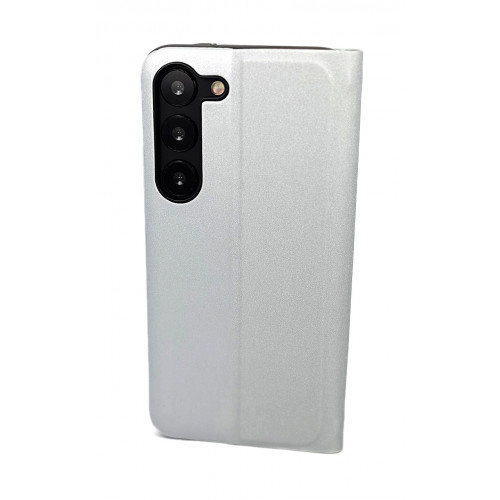 Серебряный чехол Clear View для Samsung Galaxy S23 (SM-S911) с интерактивной полосой