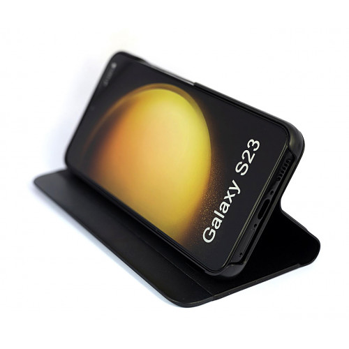 Черный чехол Clear View для Samsung Galaxy S23 (SM-S911) с интерактивной полосой