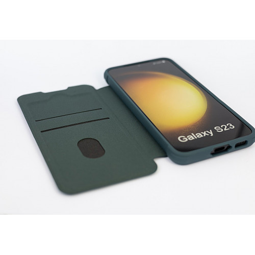 Темно-бирюзовый премиум чехол-книжка на Samsung Galaxy S23 (SM-S911) с отделом для пластиковых карт