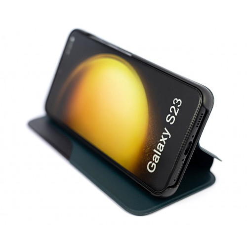 Кожаный чехол Clear View Standing для Samsung Galaxy S23 (SM-S911) зеленый