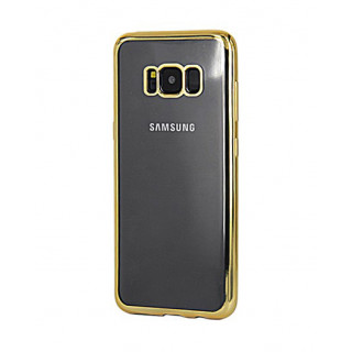 Силиконовый дизайнерский чехол Clear View на Samsung Galaxy S8 золотого цвета