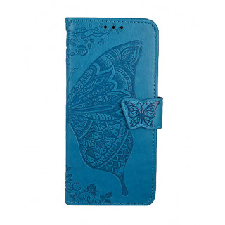 Дизайнерский фирменный чехол для Samsung Galaxy Note 10 Plus с магнитной застежкой и отделом для пластиковых карт голубой