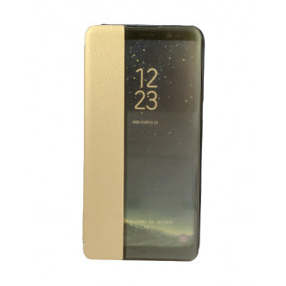 Чехол из кожи Clear View Standing для Samsung Galaxy S8 золотого цвета с полупрозрачной полосой