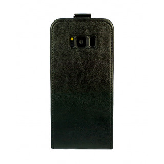 Кожаный фирменный чехол-флип для Samsung Galaxy S8 черного цвета с отделом для пластиковых карт