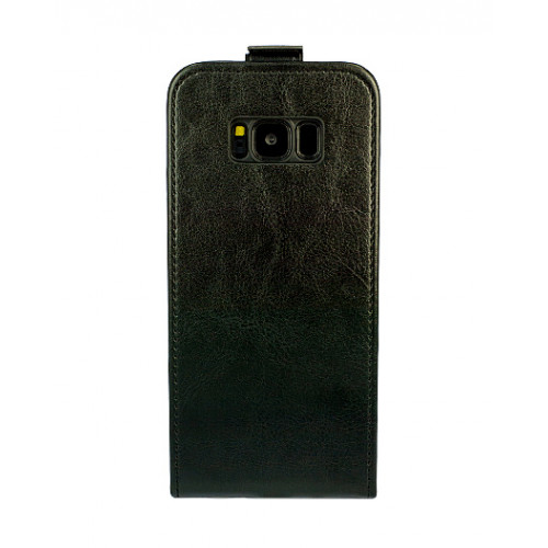 Дизайнерский кожаный фирменный чехол-флип для Samsung Galaxy S8 черного цвета