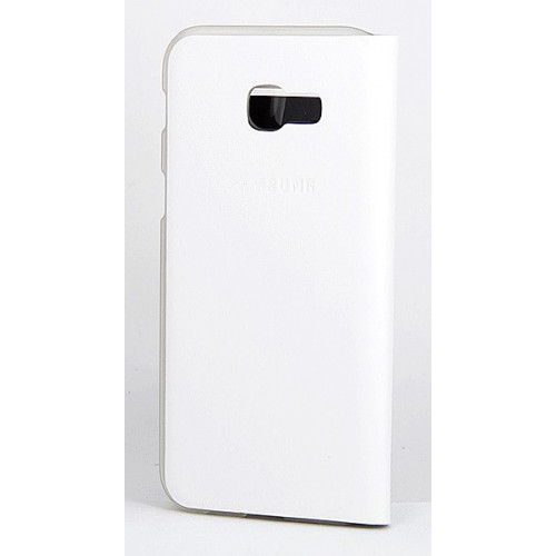 Фирменный кожаный чехол-книжка Flip Cover Open на Samsung Galaxy A5 2017 белого цвета