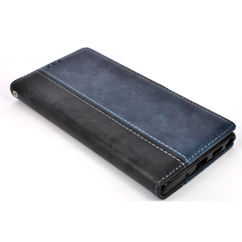 Синий кожаный чехол-книжка для Samsung Galaxy Note 10 Plus с отделом для пластиковых карт и магнитной застежкой