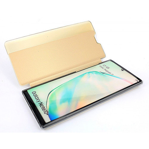 Чехол из кожи Clear View Standing для Samsung Galaxy Note 10 Plus золотой