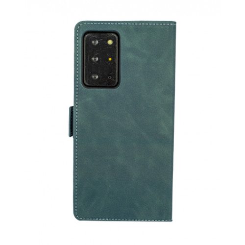 Бирюзовый кожаный оригинальный чехол-книжка для Samsung Galaxy Note 20 Ultra (SM-N985F) с отделом для пластиковых карт 