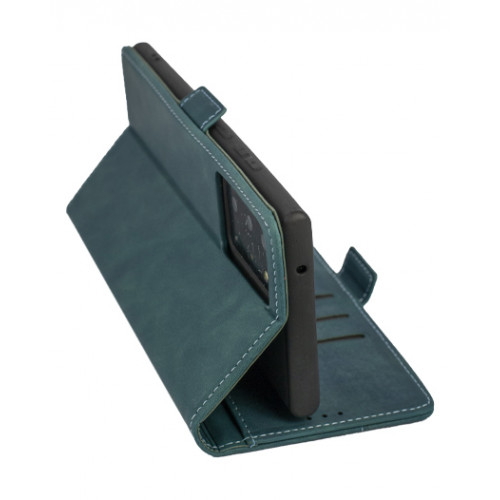 Бирюзовый кожаный оригинальный чехол-книжка для Samsung Galaxy Note 20 Ultra (SM-N985F) с отделом для пластиковых карт 
