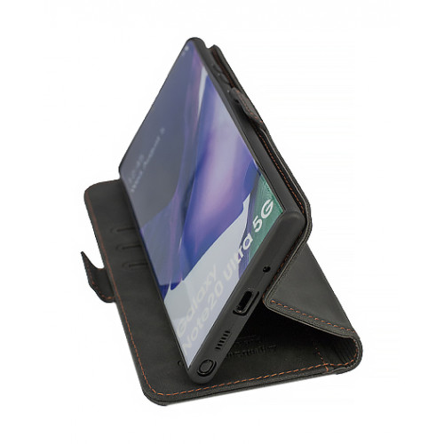 Черный кожаный оригинальный чехол-книжка для Samsung Galaxy Note 20 Ultra (SM-N985F) с отделом для пластиковых карт 