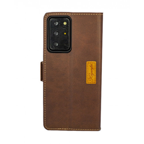 Фирменный кожаный коричневый чехол для Samsung Galaxy Note 20 Ultra (N985F) с магнитной застежкой и отделом для пластиковых карт