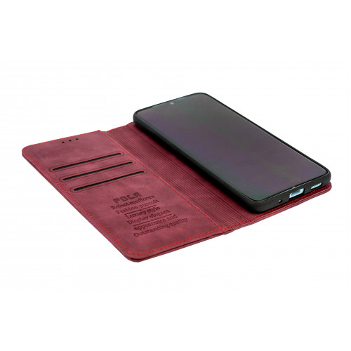 Бордовый кожаный премиум чехол-книжка для Samsung Galaxy S20 (G980) с отделом для пластиковых карт 