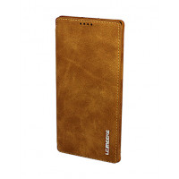 Фирменный коричневый кожаный премиум чехол-обложка для Samsung Galaxy S20 с отделом для пластиковых карт