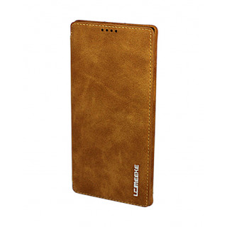 Фирменный коричневый кожаный премиум чехол-обложка для Samsung Galaxy S20 с отделом для пластиковых карт