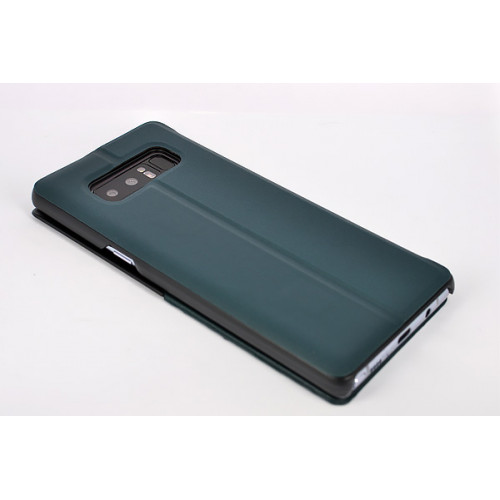 Кожаный фирменный чехол Clear View Standing для Samsung Galaxy Note 8 темно-зеленый
