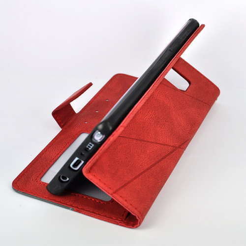 Красный кожаный чехол для Samsung Galaxy Note 8 с отделом для пластиковых карт и магнитной застежкой