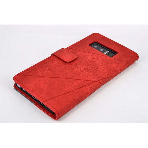 Красный кожаный чехол для Samsung Galaxy Note 8 с отделом для пластиковых карт и магнитной застежкой