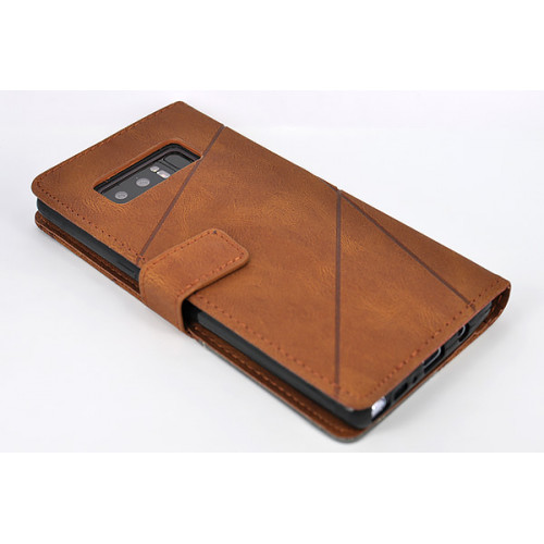Коричневый кожаный чехол-книжка для Samsung Galaxy Note 8 с отделом для пластиковых карт 