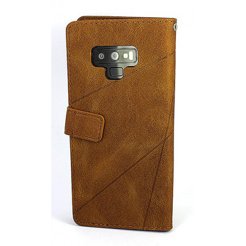 Коричневый кожаный чехол-книжка для Samsung Galaxy Note 9 с отделом для пластиковых карт 