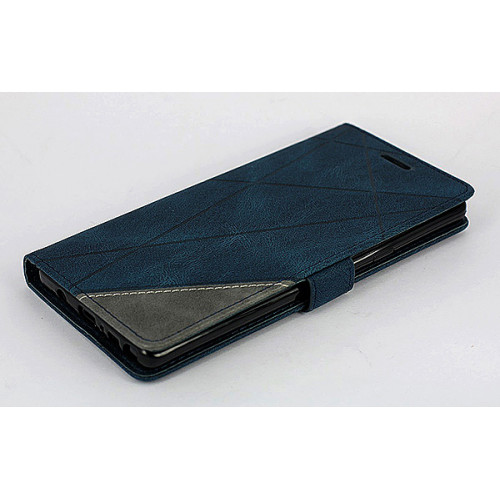Синий кожаный премиум чехол-книжка для Samsung Galaxy Note 9 с отделом для пластиковых карт 