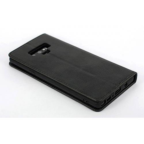 Черный кожаный премиум чехол-книжка для Samsung Galaxy Note 9 с отделом для пластиковых карт