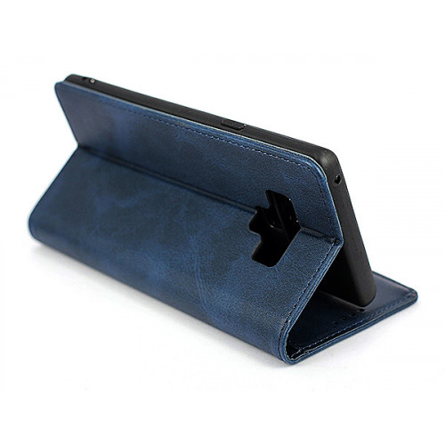 Синий кожаный премиум чехол-книжка для Samsung Galaxy Note 9 с отделом для пластиковых карт