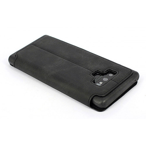 Черный кожаный премиум чехол-обложка для Samsung Galaxy Note 9 с отделом для пластиковых карт