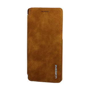 Коричневый кожаный премиум чехол-обложка для Samsung Galaxy Note 9 с отделом для пластиковых карт