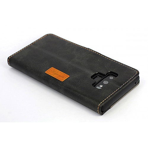 Серый фирменный премиум чехол-книжка для Samsung Galaxy Note 9 с магнитной застежкой и отделом для пластиковых карт