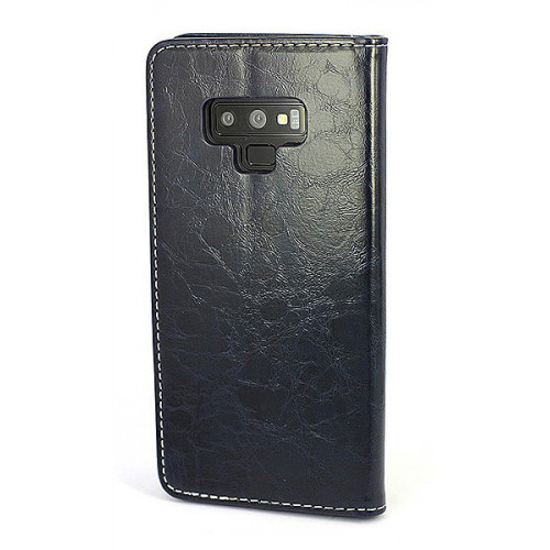 Дизайнерский темно-синий кожаный чехол-книжка для Samsung Galaxy Note 9 с отделом для пластиковых карт