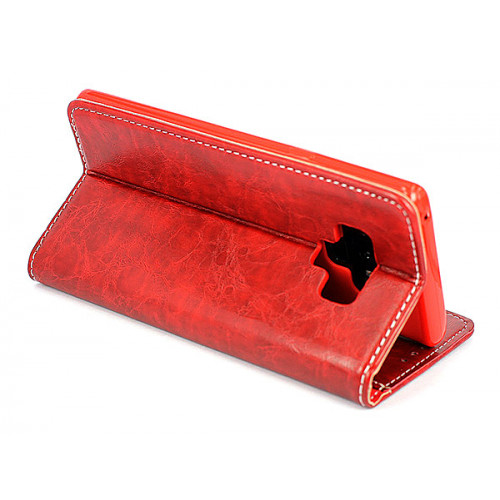 Дизайнерский темно-красный кожаный чехол-книжка для Samsung Galaxy Note 9 с отделом для пластиковых карт