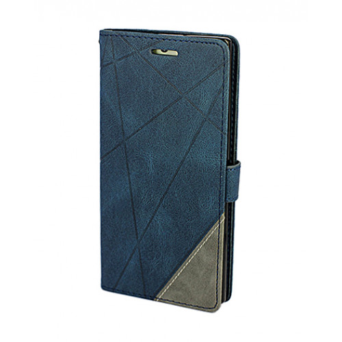 Синий кожаный чехол-книжка для Самсунг Галакси 10 Плюс с отделом для пластиковых карт 