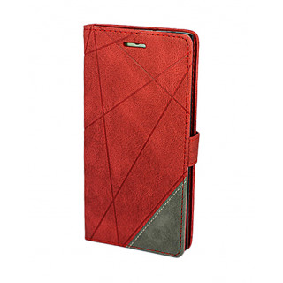 Красный кожаный чехол-книжка для Самсунг Гелакси Ноут 10 Плюс отделом для пластиковых карт