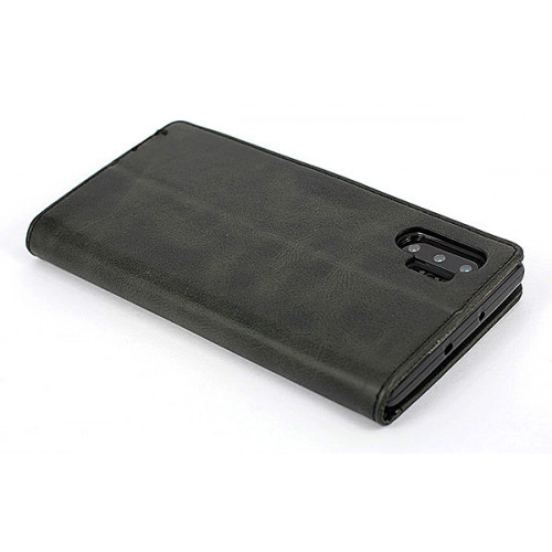 Черный премиум чехол-книжка для Samsung Galaxy Note 10 Plus N975 с отделом для пластиковых карт