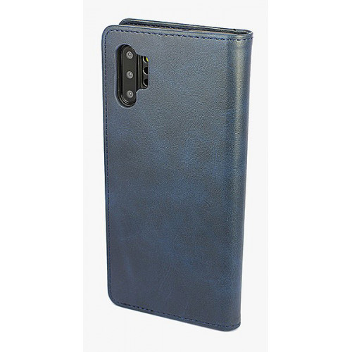 Синий кожаный премиум чехол-книжка для Samsung Galaxy Note 10 Plus с отделом для пластиковых карт