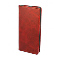 Красный кожаный премиум чехол-книжка для Samsung Galaxy Note 10 Plus с отделом для пластиковых карт и магнитной крышкой